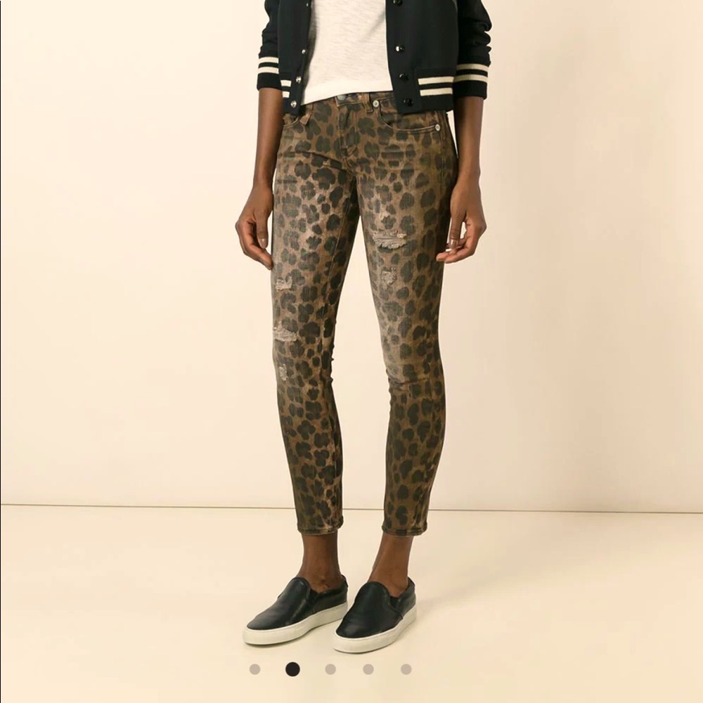 Roberto Cavalli Leopard Metallic Sheen Skinny Jeans Sz 6